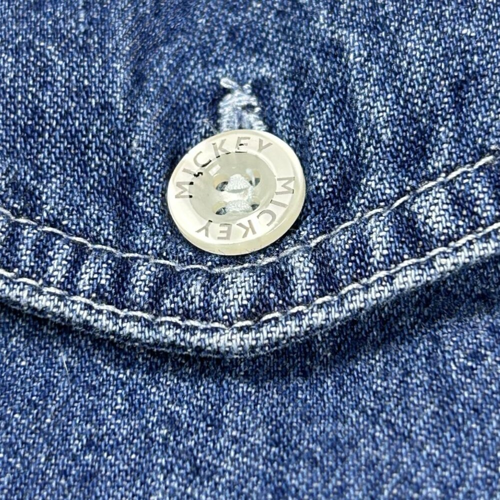 Vintage Mickey Jerry Leigh Mickey Mouse Woman's Denim Shirt Jacket Medium Zip - Picture 6 of 8